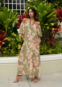 NEW Dress Makalapua Olive Honohono